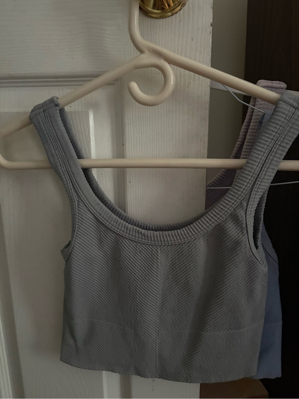 Tilly's Ribbed Crop Tank Top - Light Gray